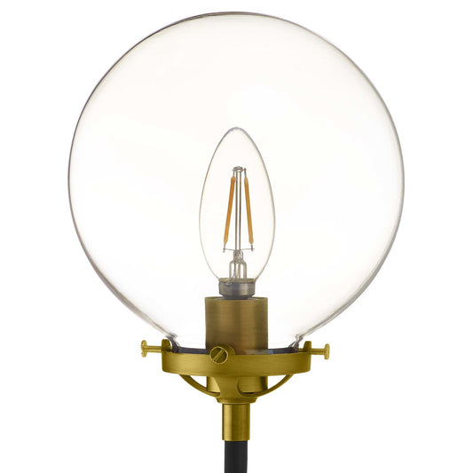 Reckon Wall Sconce – Amber Glass Globe | Brass Metal Bracket | Rustic & Modern Farmhouse Lighting