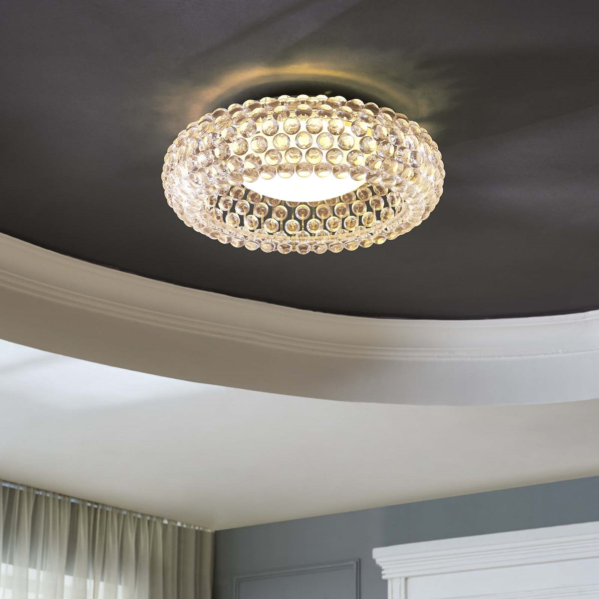 Halo 25" Acrylic Ceiling Fixture – Clear Glass Globe | Chrome-Plated Steel | Modern Ceiling Light