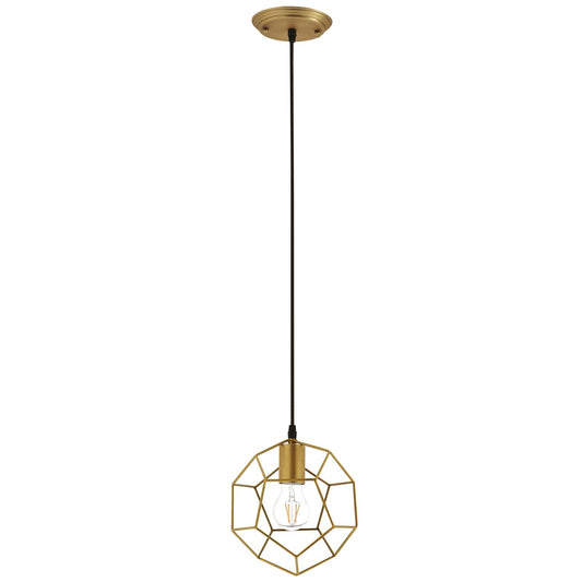 Pique Ceiling Fixture – Gold Metal | Geometric Modern Pendant | Adjustable Height