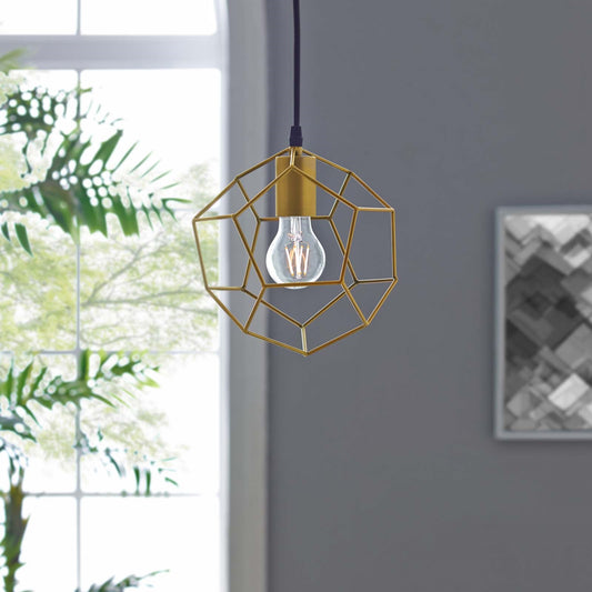Pique Ceiling Fixture – Gold Metal | Geometric Modern Pendant | Adjustable Height