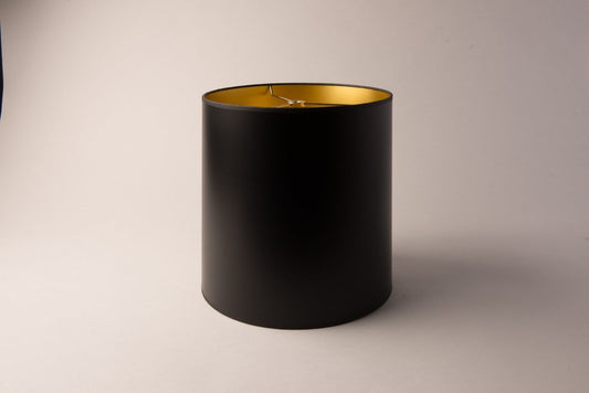 Opaque Paper Tall Drum Lampshade with Gold Lining – Hardback Dramatic Design