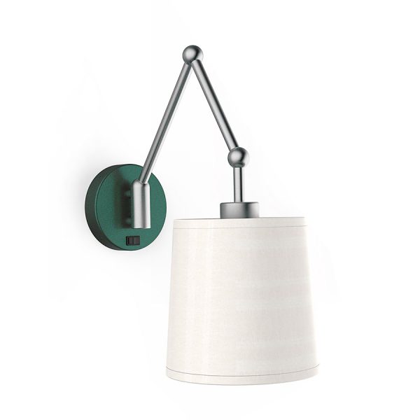 Headboard Sconce Lamp With Green Silver Finish Cream Brussels Hardback Shade