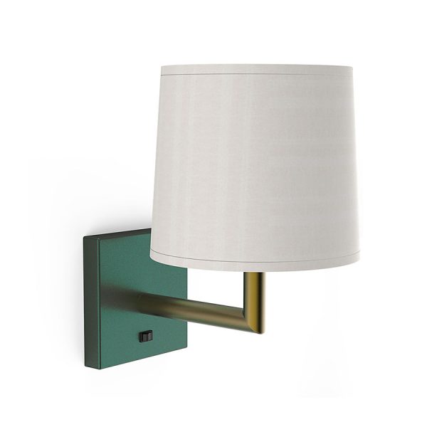 Cream Brussels Hardback Shade Headboard Sconce lamp With Green Sungold Finish