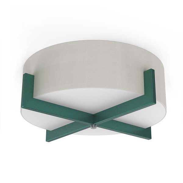White Brussels Hardback Shade with Green Finish