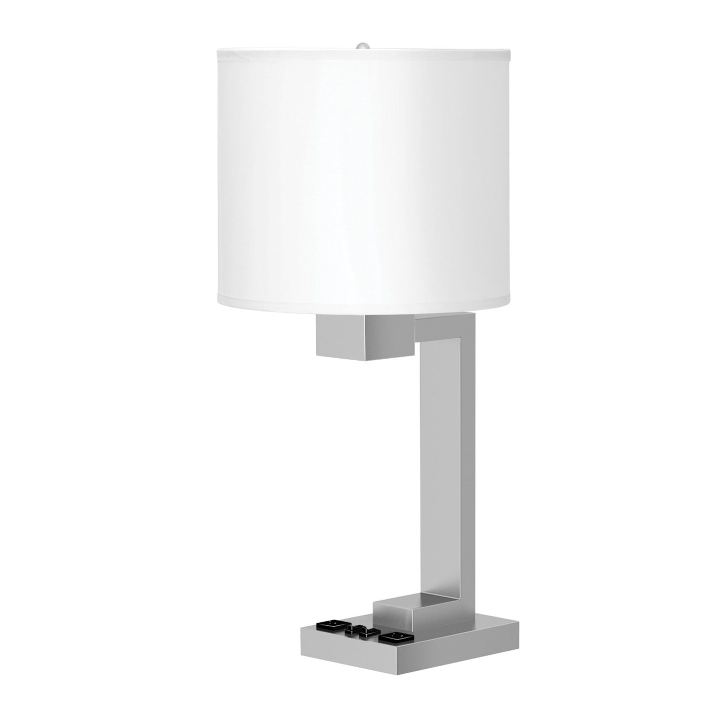 Table Lamp Brushed Nickel Plus Ebony Wood Accents Without Qi Wireless Charger
