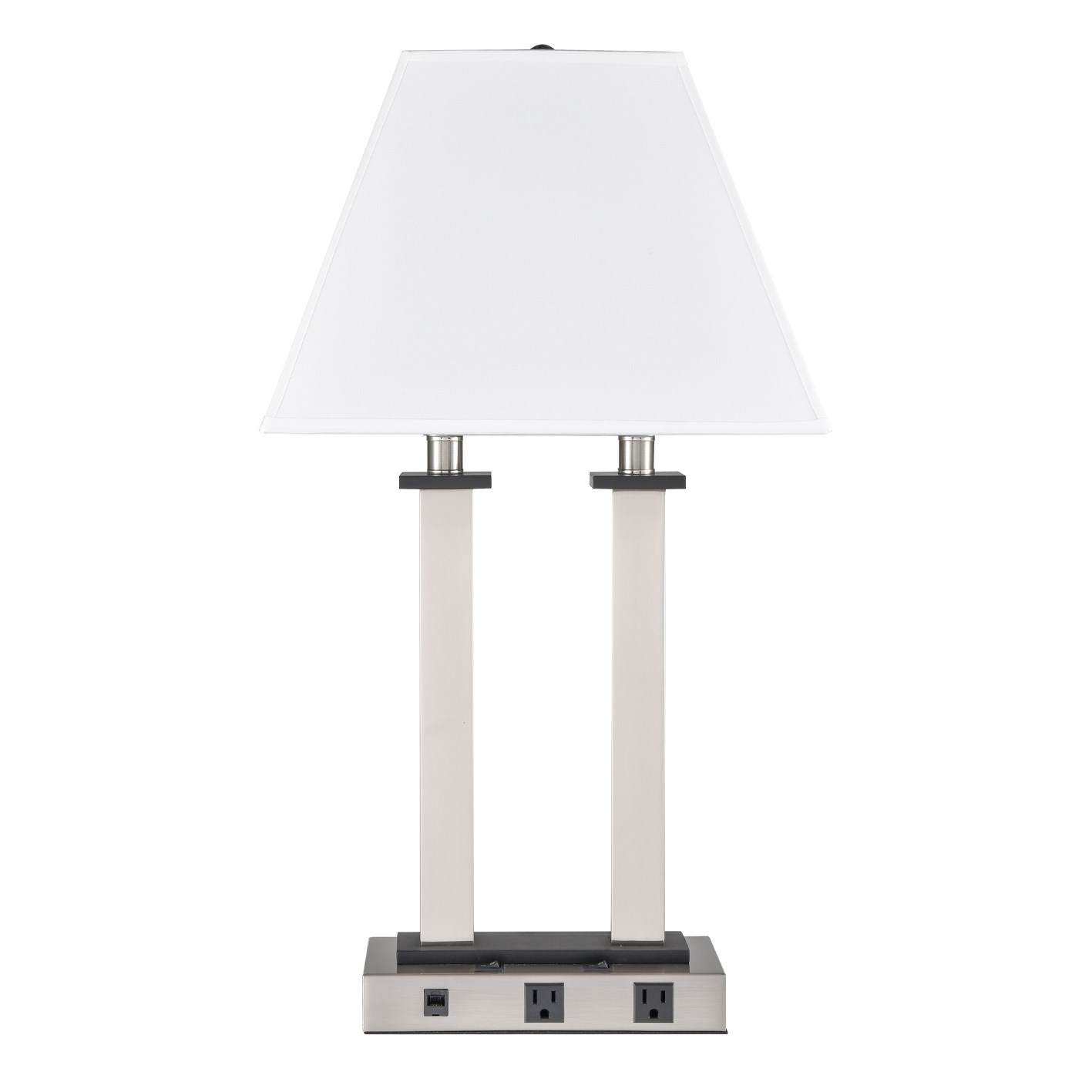 Table Lamp Brushed Nickel Plus Ebony Wood Accents 60W